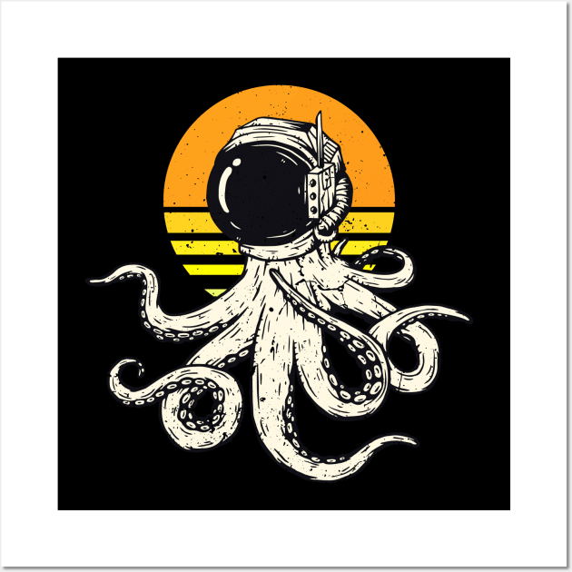 Octopus Space Astronaut Wall Art by edwardechoblue